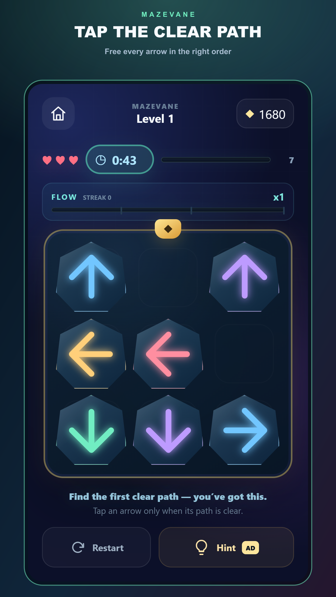 Mazevane arrow puzzle gameplay